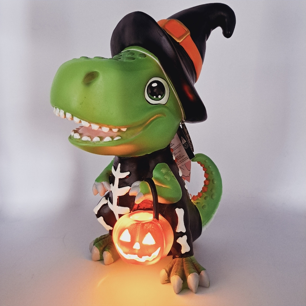 Light Up Halloween Decor Trick Or Treat Dressd Up Whimsical Trex Dinosaur